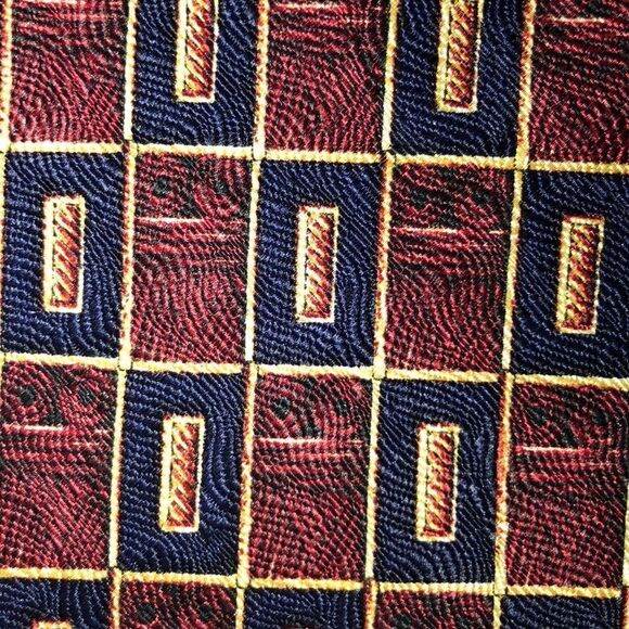 Paul Frederick Stunning Designer Pilars Woven Burgundy Silk Tie - Picture 2 of 6